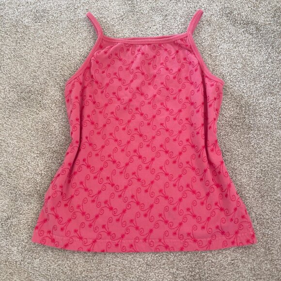 Y2K Lands End Pink Embroidered Cotton Tank Top - Picture 4 of 6
